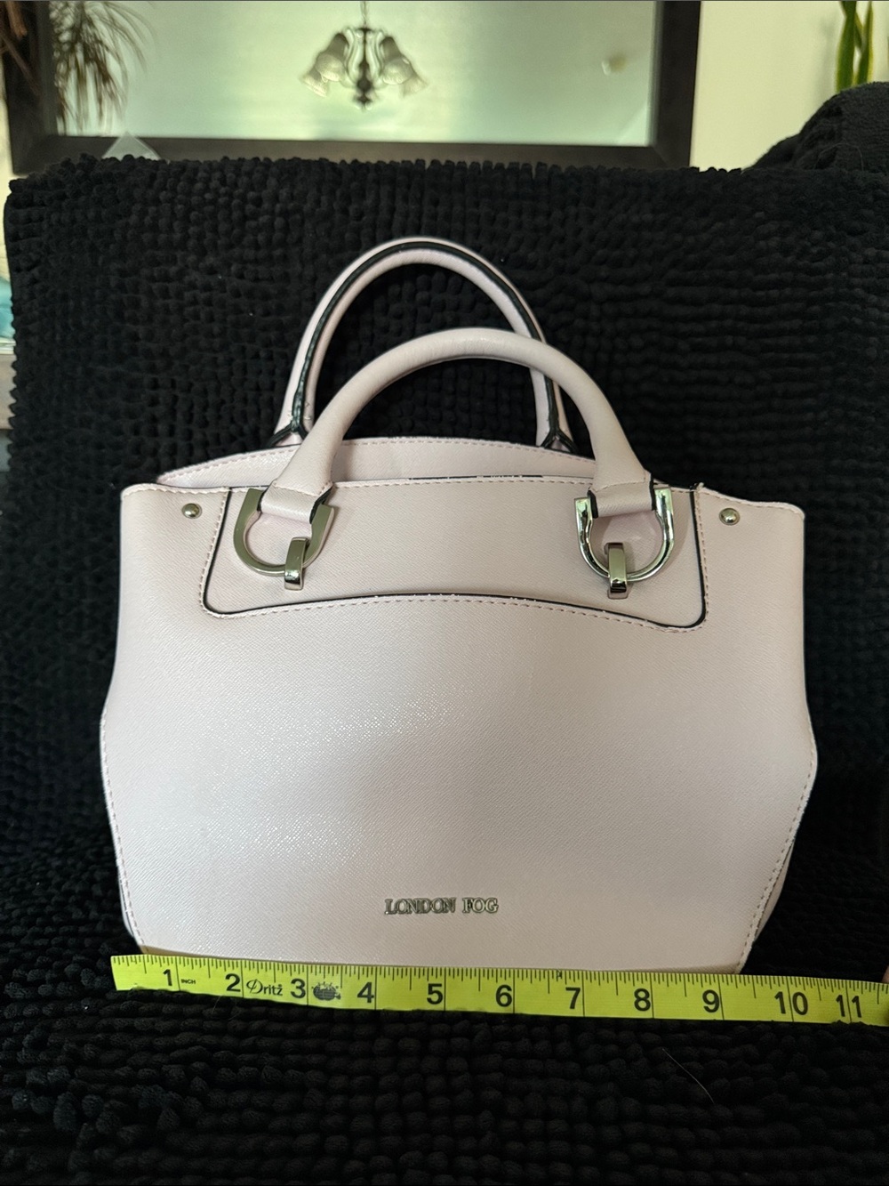 London Fog Light Pink Leatherette Mini Compartment Tote with Silver Hardware
